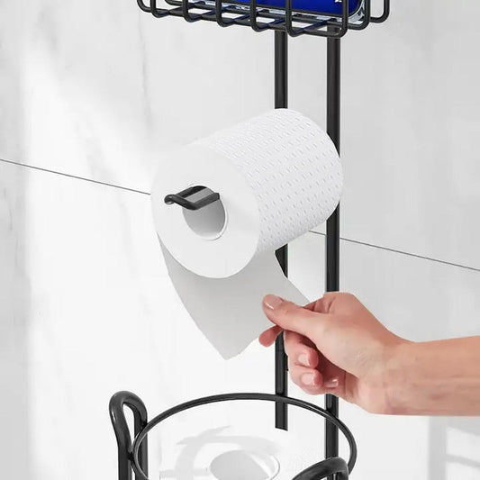 ya 28 Toilet Paper Holder Floor Storage Stainless Steel Rustproof For Bathroom Black 