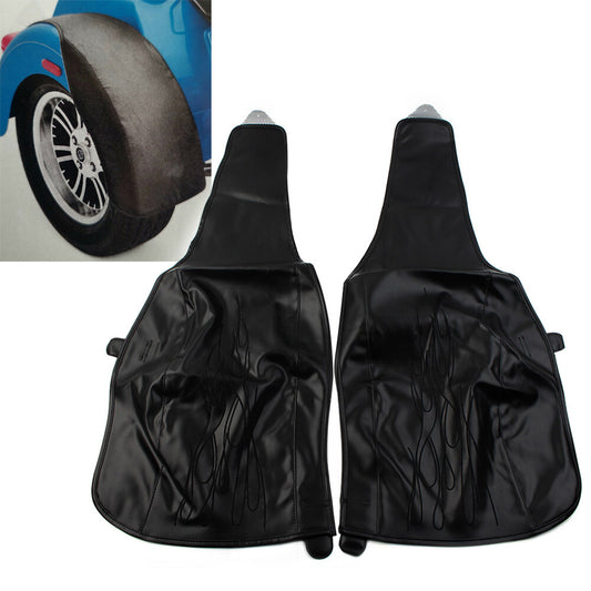 ya 7 6.10.2 Black PU Leather Flame Rear Trike Fender Bra Fits for Harley Tri Glide Ultra Classic