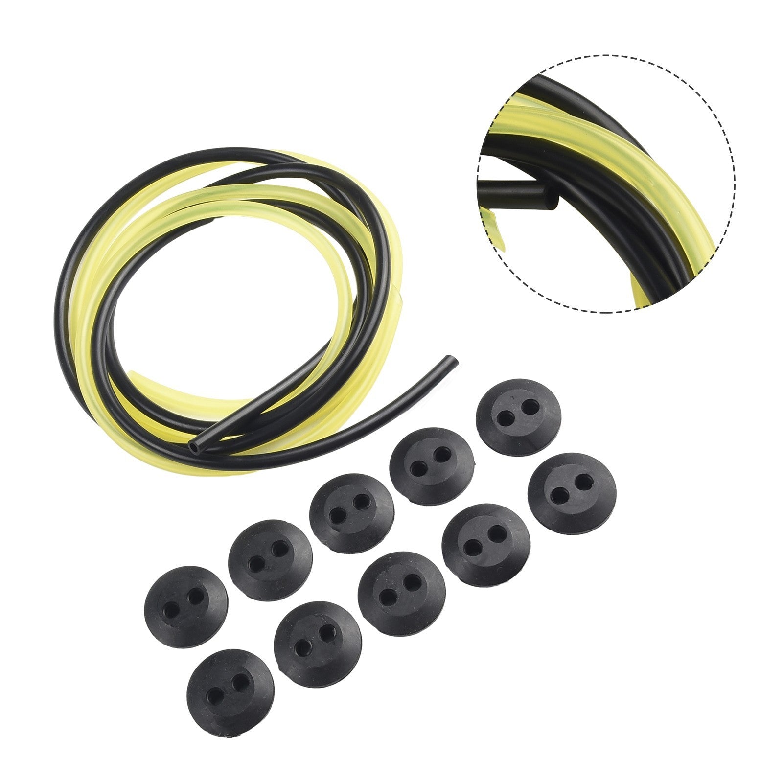 ya 14 1 Set*2 Holes Fuel Tank Grommet Rubber With Line Pipe For Brush Cutter Tool New