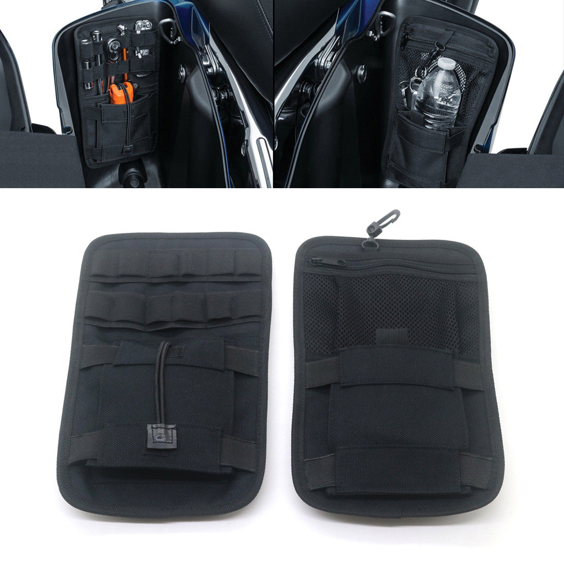 ya 11 6.5 Pair Black Saddlebag Organizer Hard Bags Storage for Harley Touring Bagger 08-18