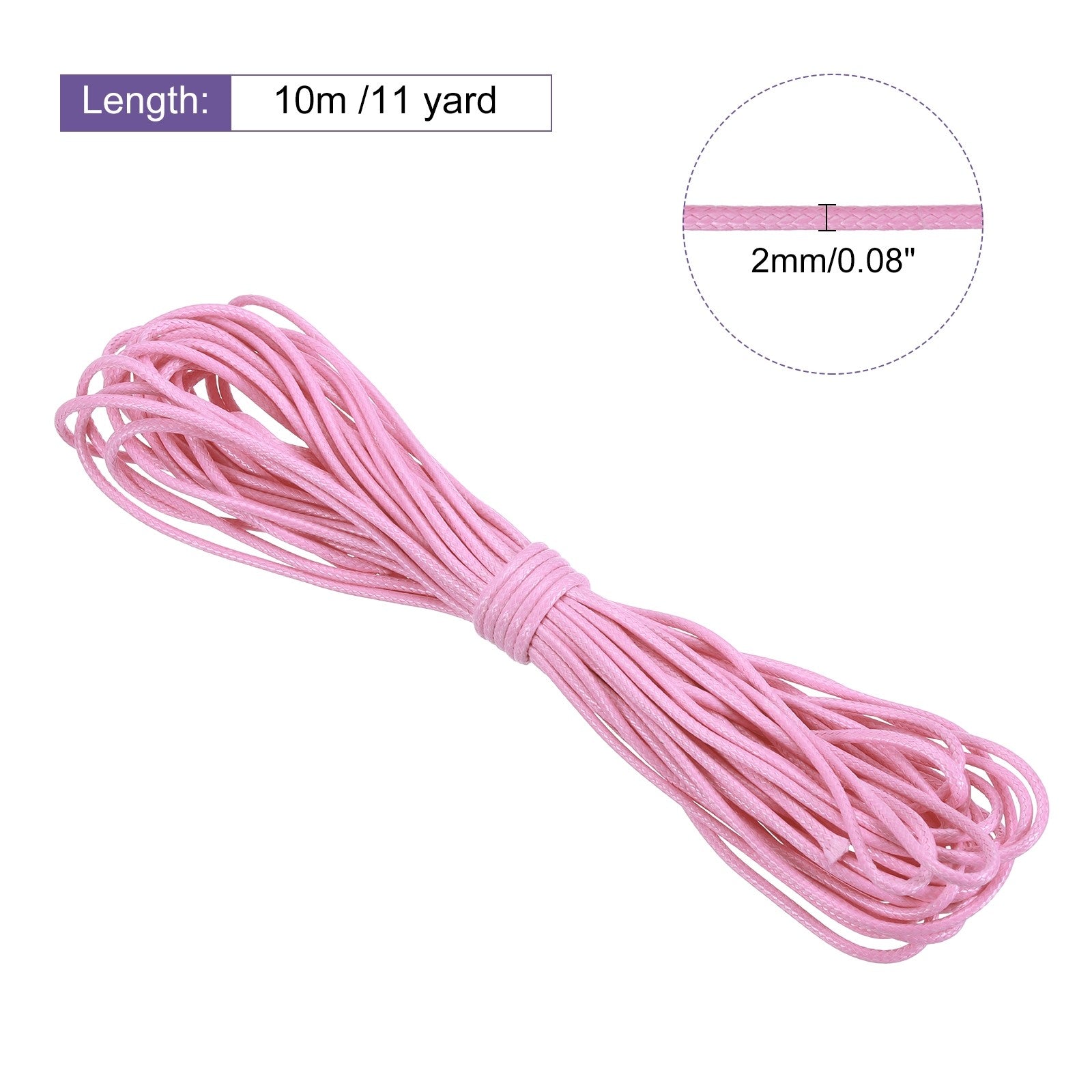 ya 5 8.7 Pink 2mm Waxed Cord 11 Yard Wax Bead Thread String for Jewelry Make