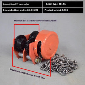 ya-26-7.28-Hand-Push-Hand-Pull-Running-Car-0.5/1/2-Tonne-I-beam-Pulley-Lifting-Pulleyp