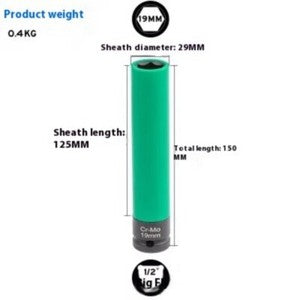 ya 26 7.28.2 3PC 1/2 Dr. 17mm 19mm 21mm Thin Wall Extra Deep Alloy Wheel Nut Bolt Socket Seth
