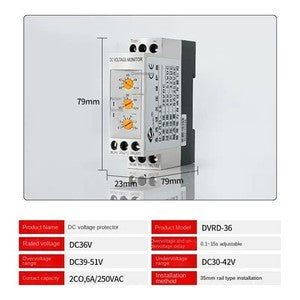 ya-26-7.28-DVRD---12/24/48-DC-Voltage-Sensitive-Monitor-Relay-Under-&-Over-Voltage-Relayc