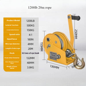 ya 26 7.28.2 Hand Crank Two-way Self-locking Manual Winch Household Small Portable Tractions