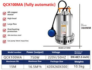 ya 26 8.1 Corrosion-resistant Stainless Steel Submersible Pump Swimming Pool Drai geg