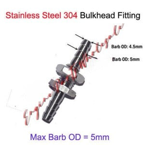 ya 18 8.4 Stainless Steel Bulkhead Fitting Barb Tube Connector Bulk Inch22965