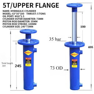 ya 26 7.28.2 Double Hydraulic Cylinder 5T Upper Flange Single Cylinder Lift Hydraulic Topb