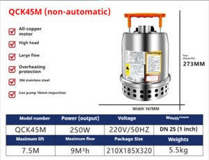 ya 26 8.1 Corrosion-resistant Stainless Steel Submersible Pump Swimming Pool Drai gew