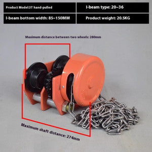 ya-26-7.28-Hand-Push-Hand-Pull-Running-Car-0.5/1/2-Tonne-I-beam-Pulley-Lifting-Pulleyl