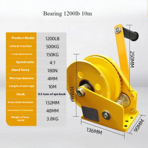 ya 26 7.28.2 Hand Crank Two-way Self-locking Manual Winch Household Small Portable Tractione