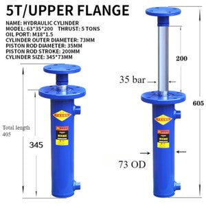 ya 26 7.28.2 Double Hydraulic Cylinder 5T Upper Flange Single Cylinder Lift Hydraulic Topg