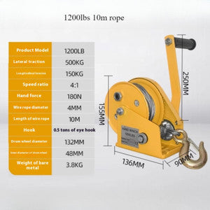 ya 26 7.28.2 Hand Crank Two-way Self-locking Manual Winch Household Small Portable Tractionj