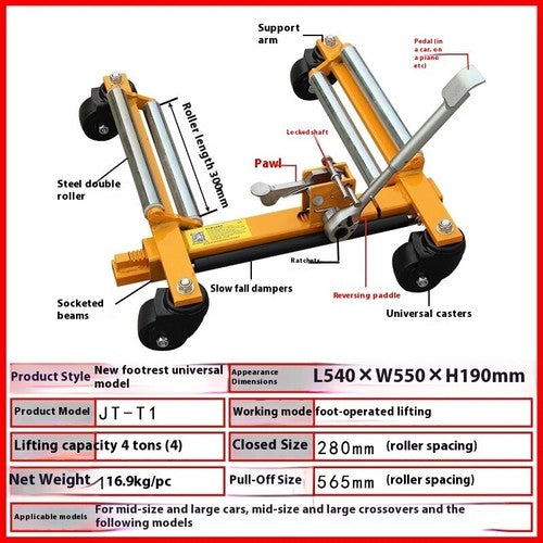 ya 26 8.1 Car Movers Universal Wheels Tow Trucks Hydraulic Parking and Moving Toolsg