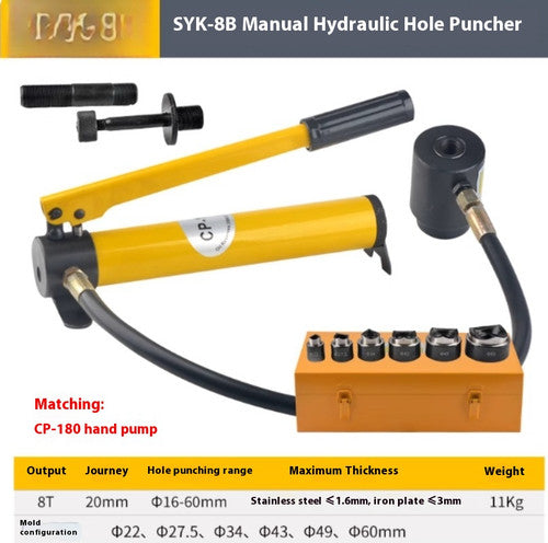 ya 26 8.1 SYK-8A Stainless Steel Hydraulic Hole Cutter Punching Machine Manual Pumpb