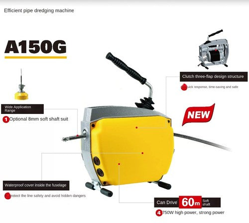 ya 26 8.1 750W Electric Pipe Dredger 220V Professio l Sewer Drai ge Pipe Uncloggingd
