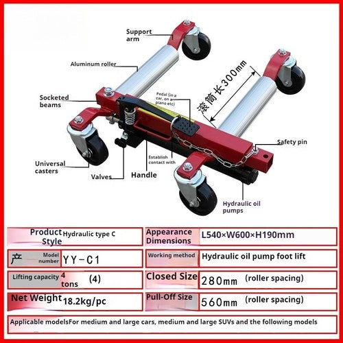 ya 26 8.1 Car Movers Universal Wheels Tow Trucks Hydraulic Parking and Moving Toolsb
