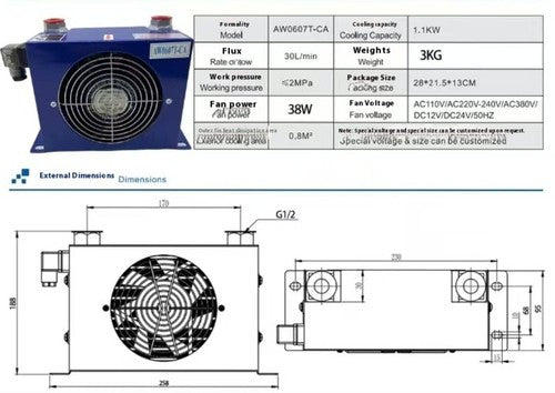 ya 26 7.28.2 Hydraulic Heat Sink Air Cooler AW0607T AH0607T AH0608T AH0608TL-CA-220V 24Vc