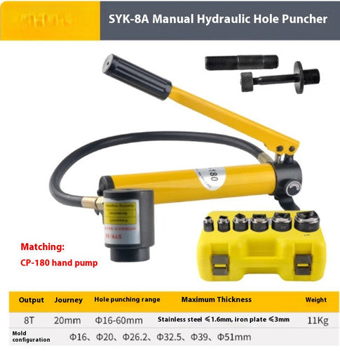 ya 26 8.1 SYK-8A Stainless Steel Hydraulic Hole Cutter Punching Machine Manual Pumpe