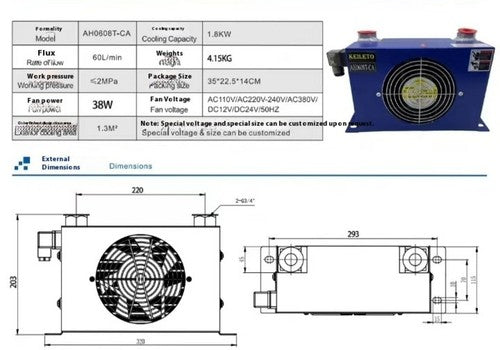 ya 26 7.28.2 Hydraulic Heat Sink Air Cooler AW0607T AH0607T AH0608T AH0608TL-CA-220V 24Vh