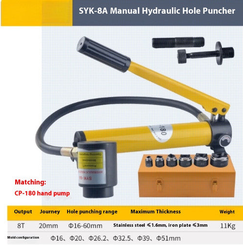 ya 26 8.1 SYK-8A Stainless Steel Hydraulic Hole Cutter Punching Machine Manual Pumpf