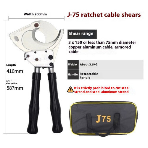 ya 26 7.28.3 J75 Ratchet Cable Cutter Ratcheting Wire Cutting Tool for Copper Aluminum Cableh