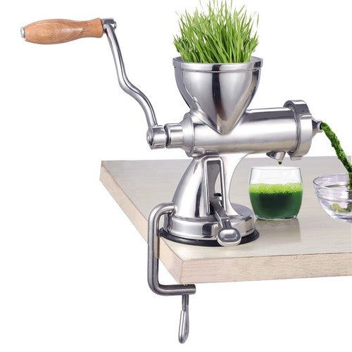 ya 26 8.1 Stainless Steel Manual Juicer with Screw Clamps Silver Wheatgrass Juicerb