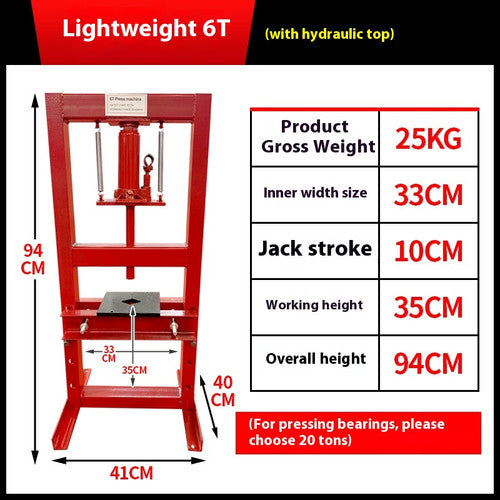ya 26 8.1 Small Portable Hydraulic Press 20 Ton Workshop Press Manual Adjustable Pressesd