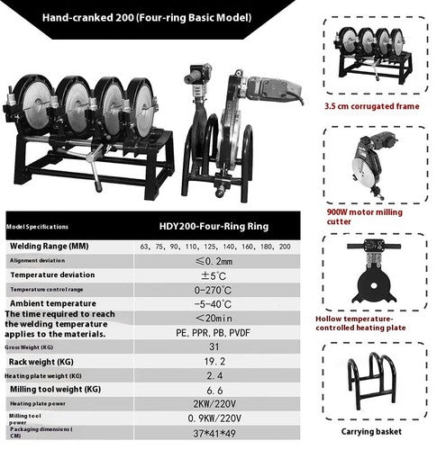ya 26 8.1 Hot Melt Butt Welding Machine pe pipe manual butt welding machine plastic pipeh