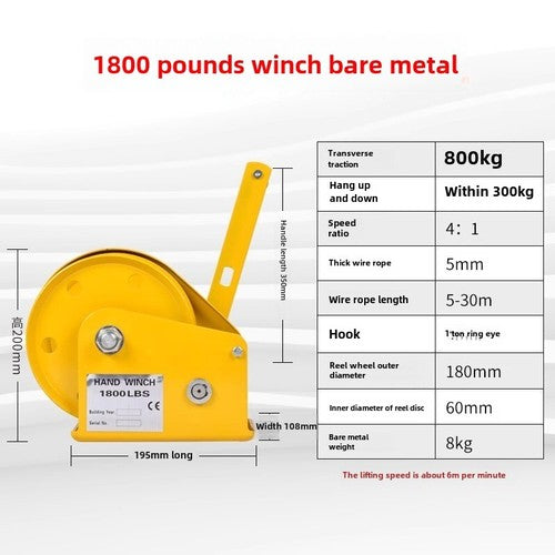 ya 26 7.28.3 2T Manual Winch Two-way Self-locking Heavy Winch Hoist Small Crane Tractord