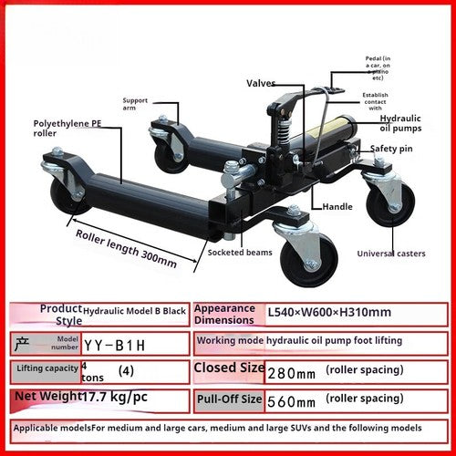 ya 26 8.1 Car Movers Universal Wheels Tow Trucks Hydraulic Parking and Moving Toolsr
