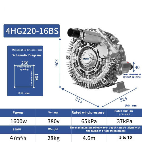 ya 26 8.1 Extra High Pressure Vortex Air PumpIndustrial High Power High Pressure Blowere