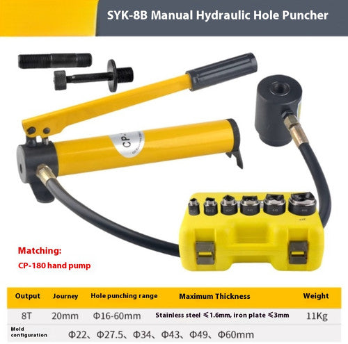 ya 26 8.1 SYK-8A Stainless Steel Hydraulic Hole Cutter Punching Machine Manual Pumpg