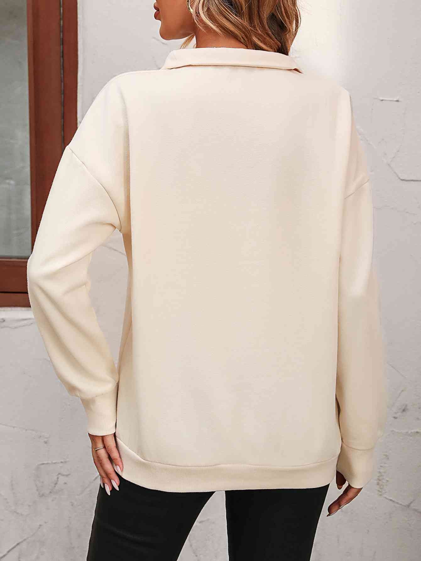 Zip-Up Dropped Shoulder Sweatshirt - Create the impossible