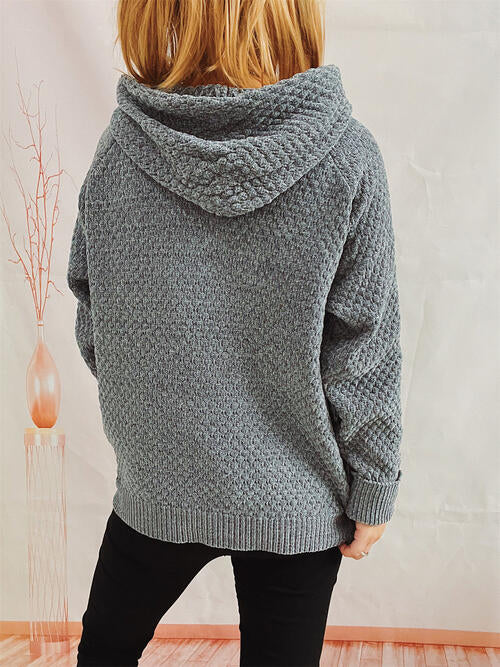 Drawstring Long Sleeve  Hooded Sweater - Create the impossible