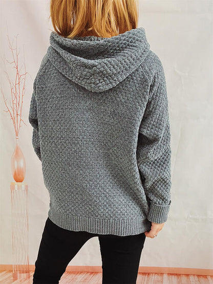 Drawstring Long Sleeve  Hooded Sweater - Create the impossible