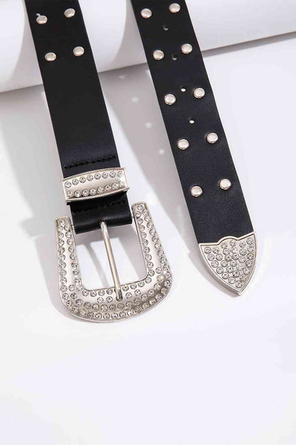 Double Row Studded PU Leather Belt