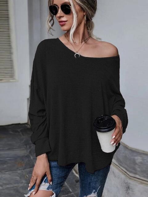 Full Size Round Neck Dropped Shoulder Tied T-Shirt