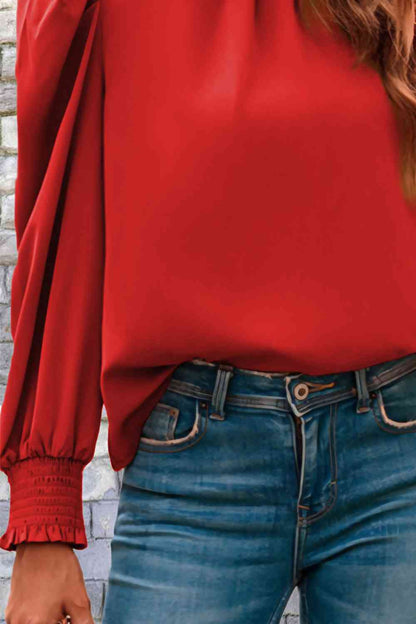 Mock Neck Puff Sleeve Blouse - Create the impossible