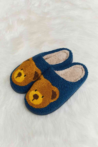 Melody Teddy Bear Print Plush Slide Slippers