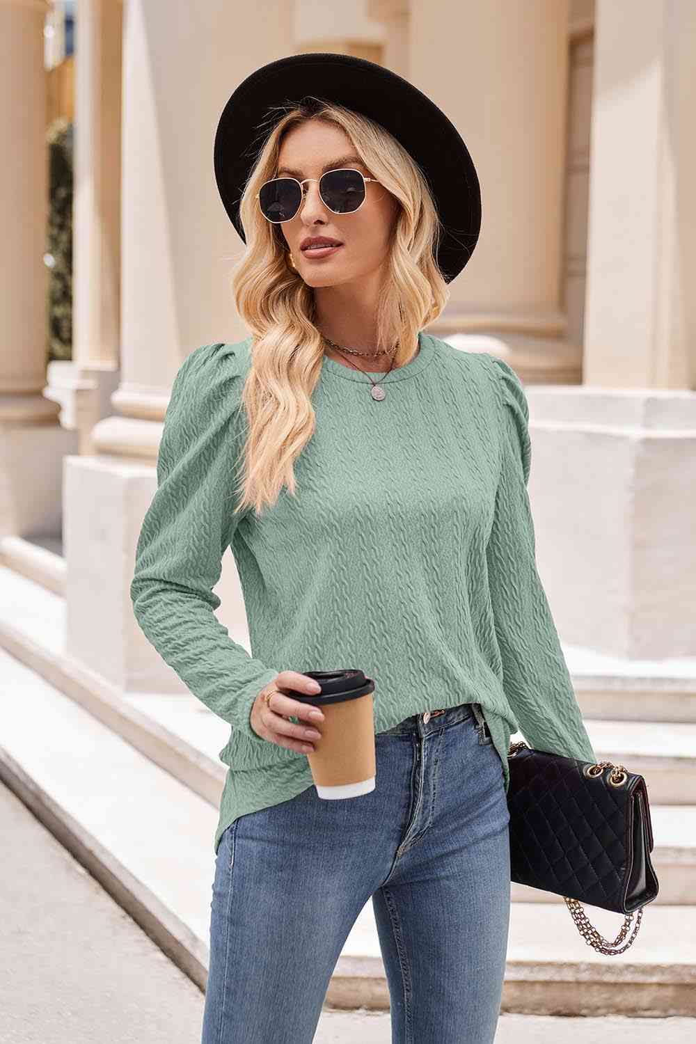 Round Neck Puff Sleeve Blouse - Create the impossible