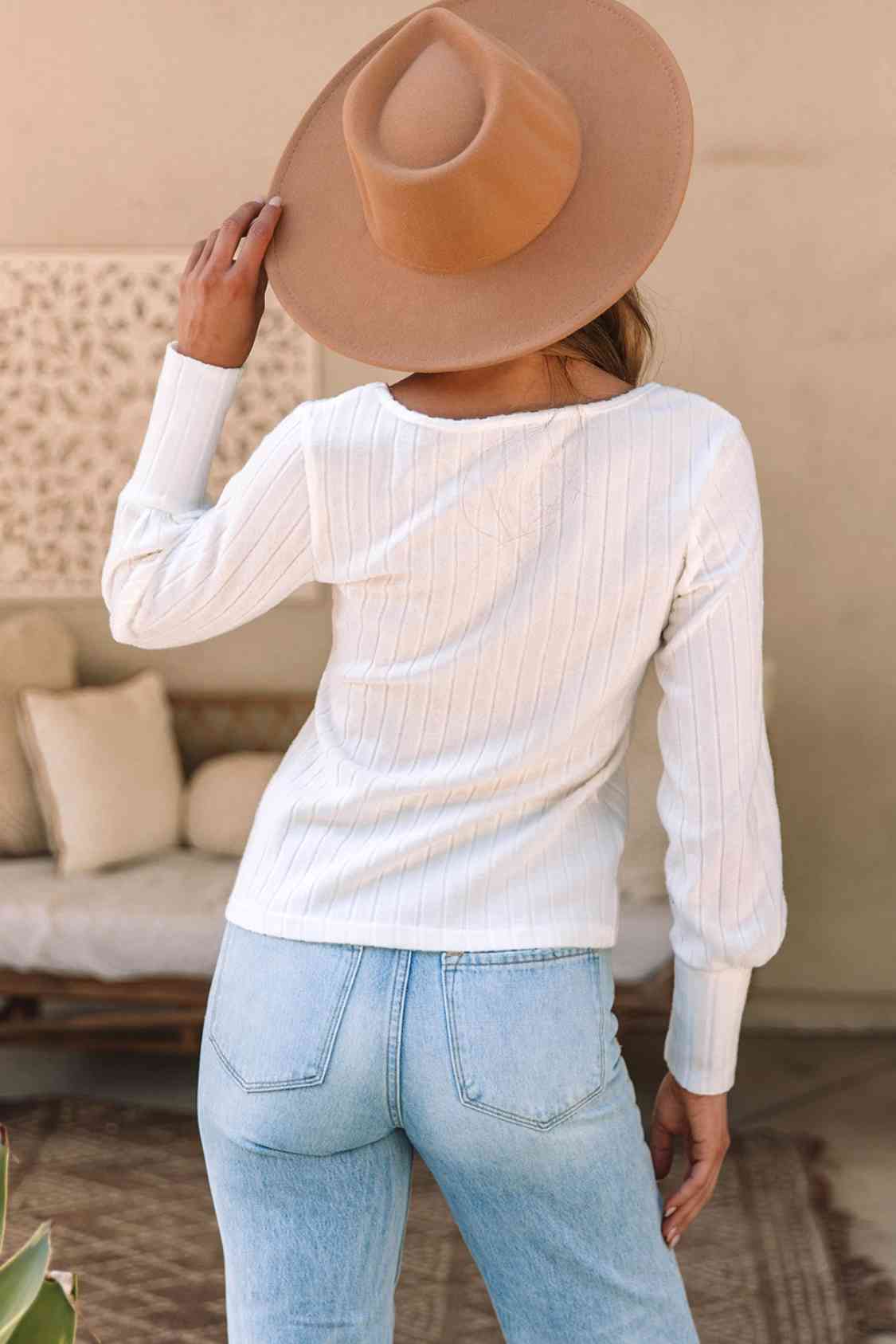 Scoop Neck Long Sleeve Blouse - Create the impossible