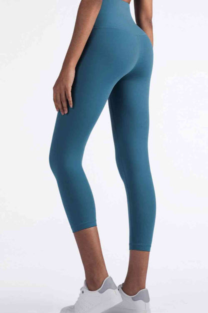 Feel Like Skin Elastic Waistband Cropped Yoga Leggings