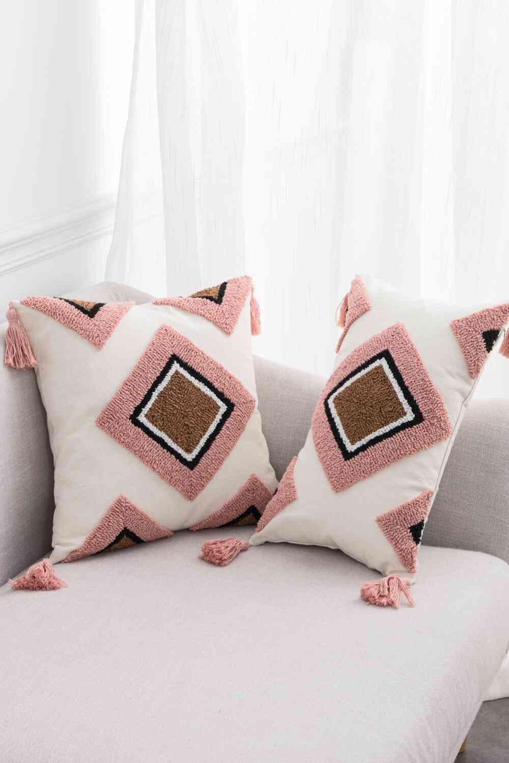 Geometric Graphic Tassel Decorative Throw Pillow Case - Create the impossible