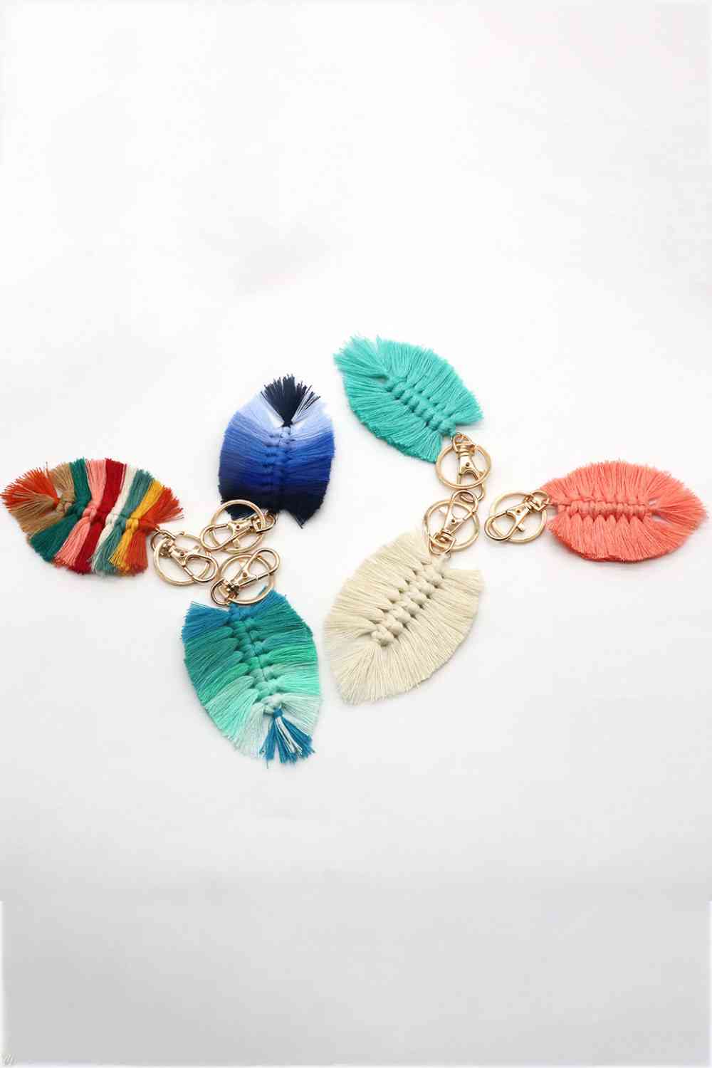 Assorted 4-Pack Leaf Shape Fringe Keychain - Create the impossible