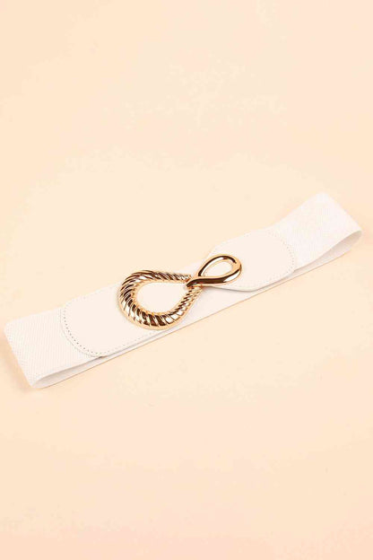 Ribbed Alloy Buckle Elastic Belt