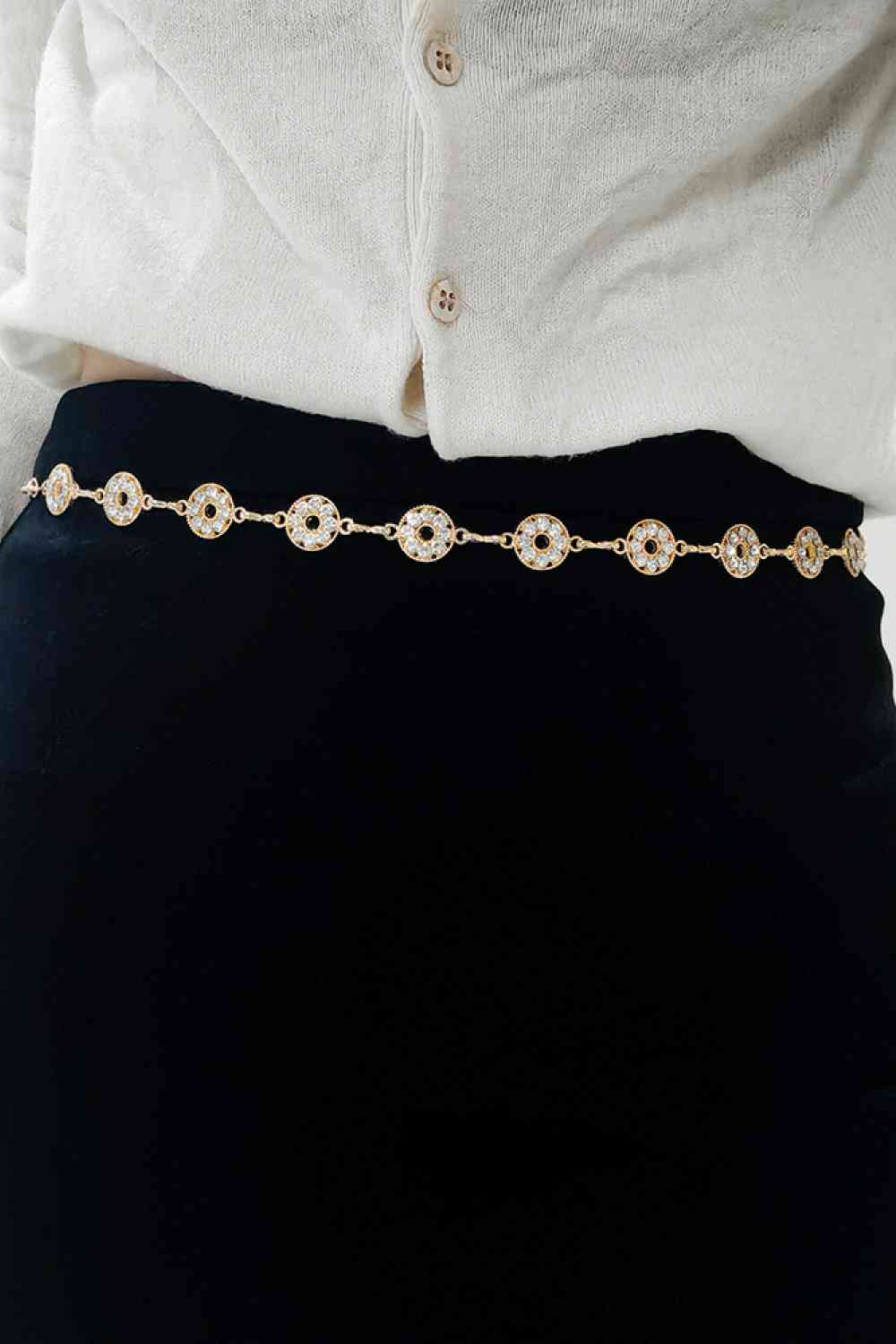 Rhinestone Decor Zinc Alloy Belt