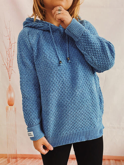 Drawstring Long Sleeve  Hooded Sweater - Create the impossible