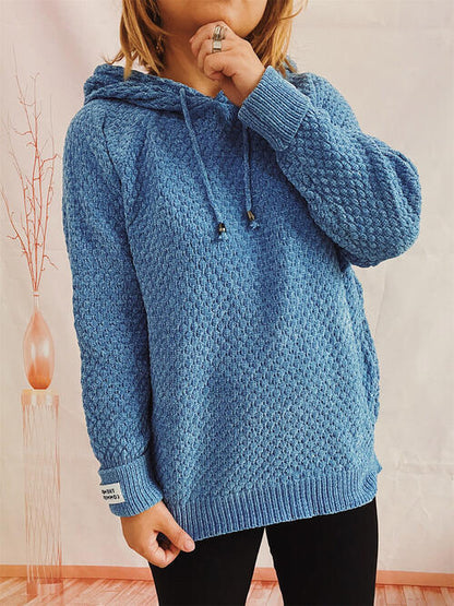 Drawstring Long Sleeve  Hooded Sweater - Create the impossible