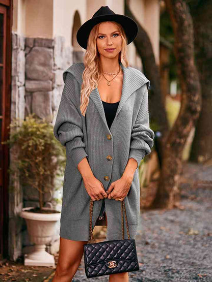 Dropped Shoulder Long Sleeve Cardigan